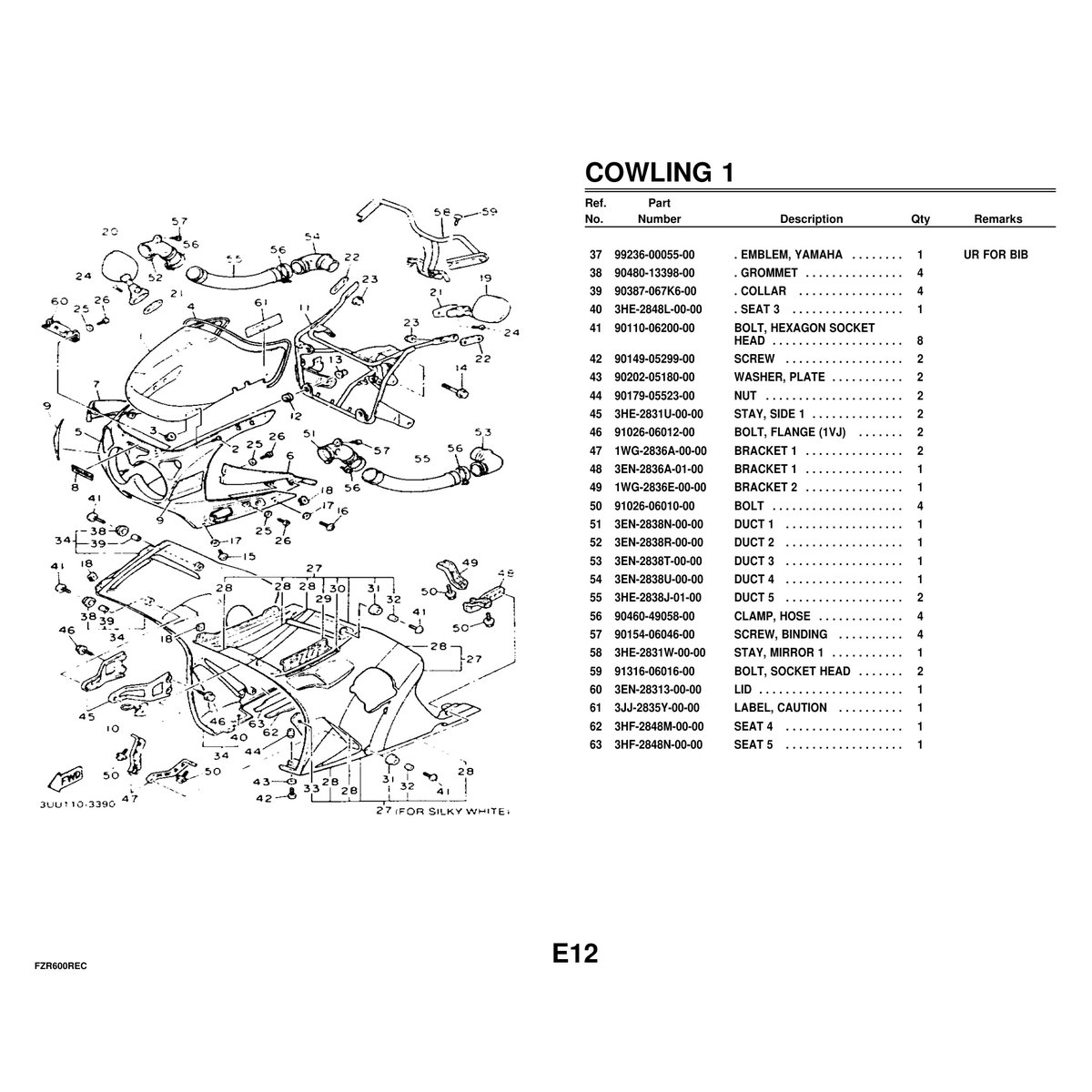 Yamaha FZR600REC Parts Catalog - Complete Parts Manual 71 Pages - Image 6