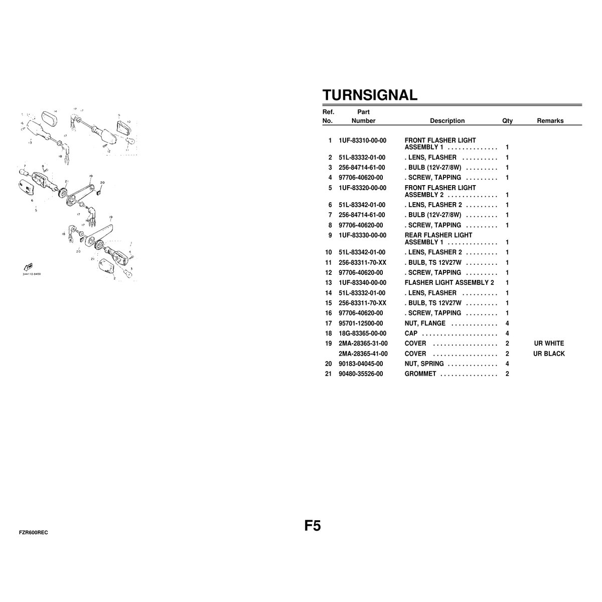 Yamaha FZR600REC Parts Catalog - Complete Parts Manual 71 Pages - Image 7