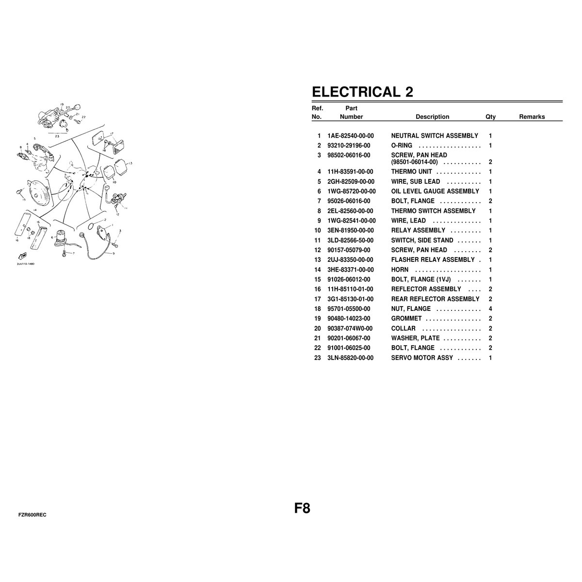 Yamaha FZR600REC Parts Catalog - Complete Parts Manual 71 Pages - Image 8