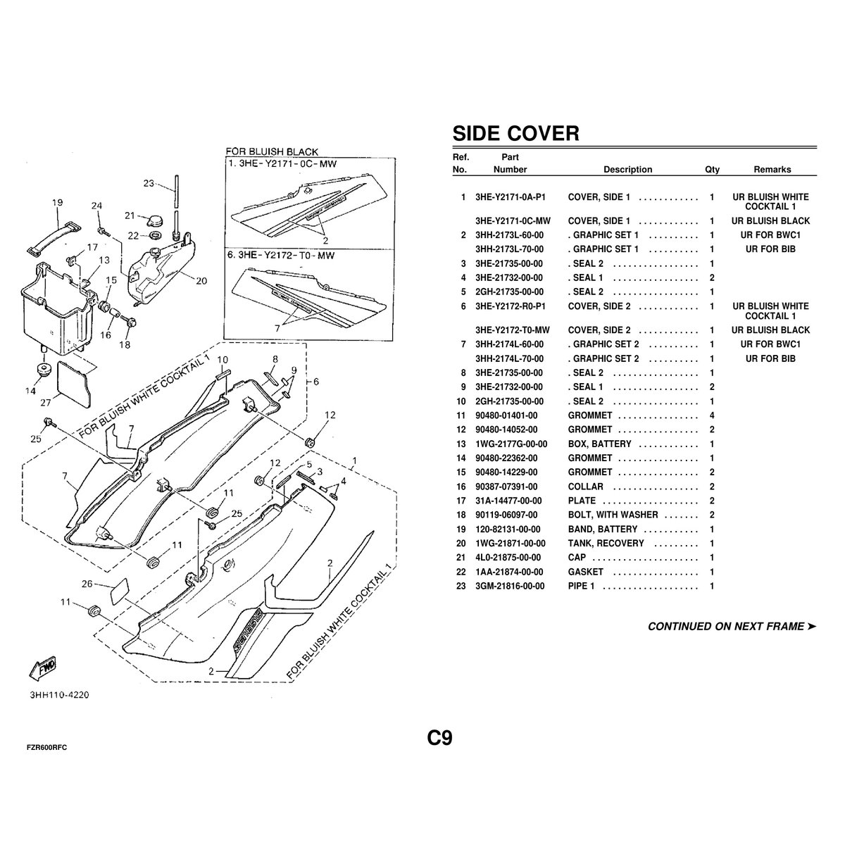 Yamaha FZR600RFC Motorcycle Parts Manual - Complete Catalog - Image 3
