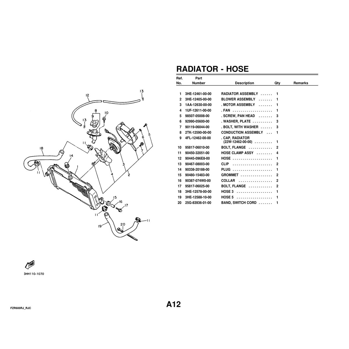 Yamaha FZR600RJ/RJC Cylinder Head & Cylinder Parts Manual PDF - Image 2