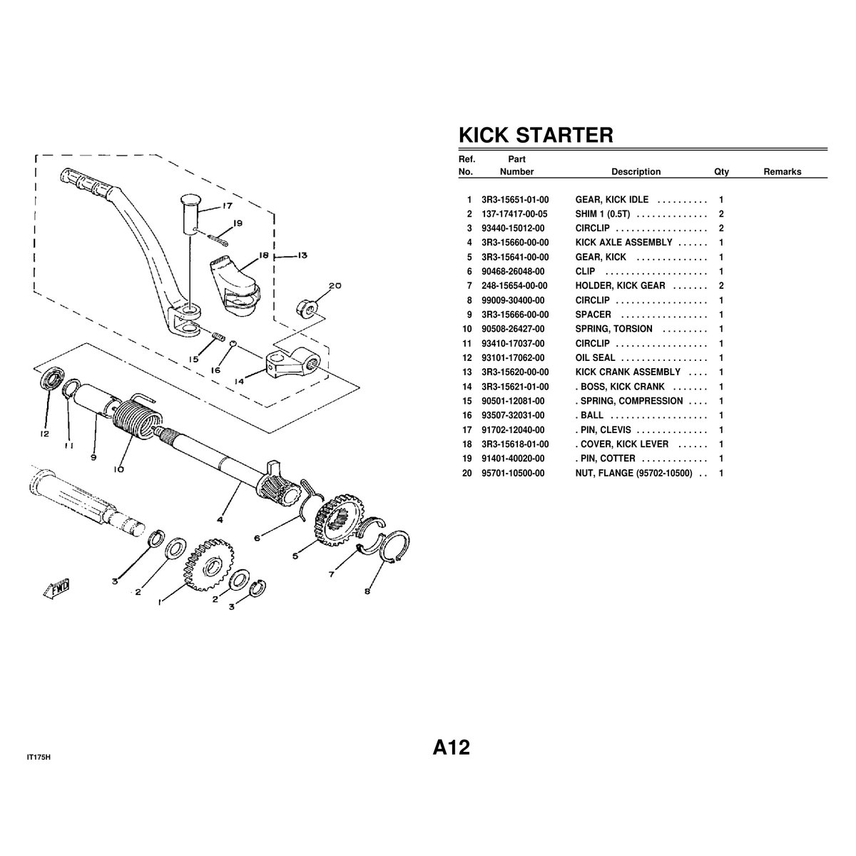 Yamaha IT175H Motorcycle Cylinder Parts Manual PDF - 44 Pages - Image 2