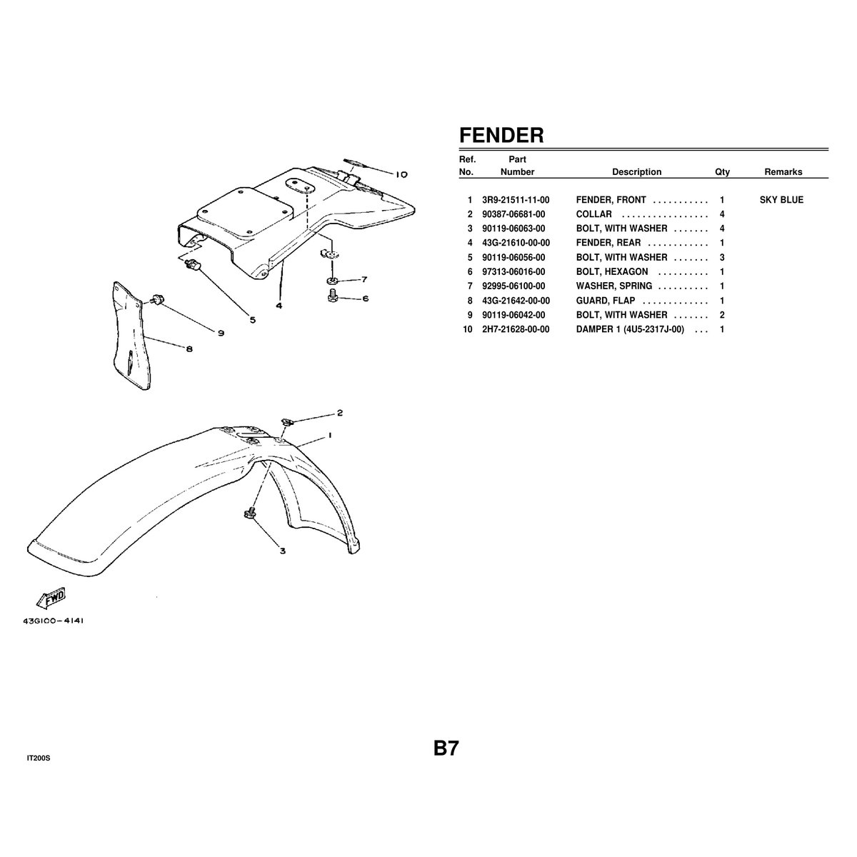 Yamaha IT200S Motorcycle Cylinder Parts Manual PDF - 45 Pages - Image 2