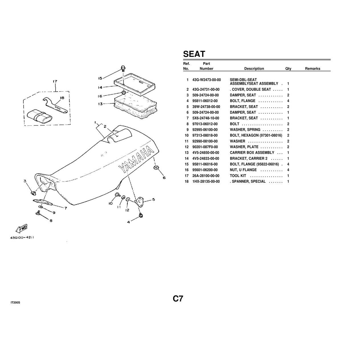 Yamaha IT200S Motorcycle Cylinder Parts Manual PDF - 45 Pages - Image 3