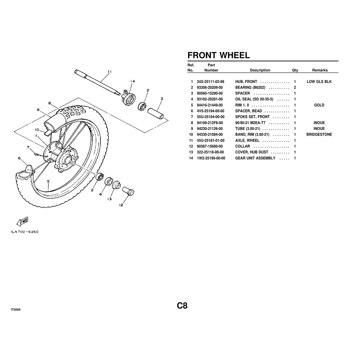 Yamaha IT200S Motorcycle Cylinder Parts Manual PDF - 45 Pages - Image 4