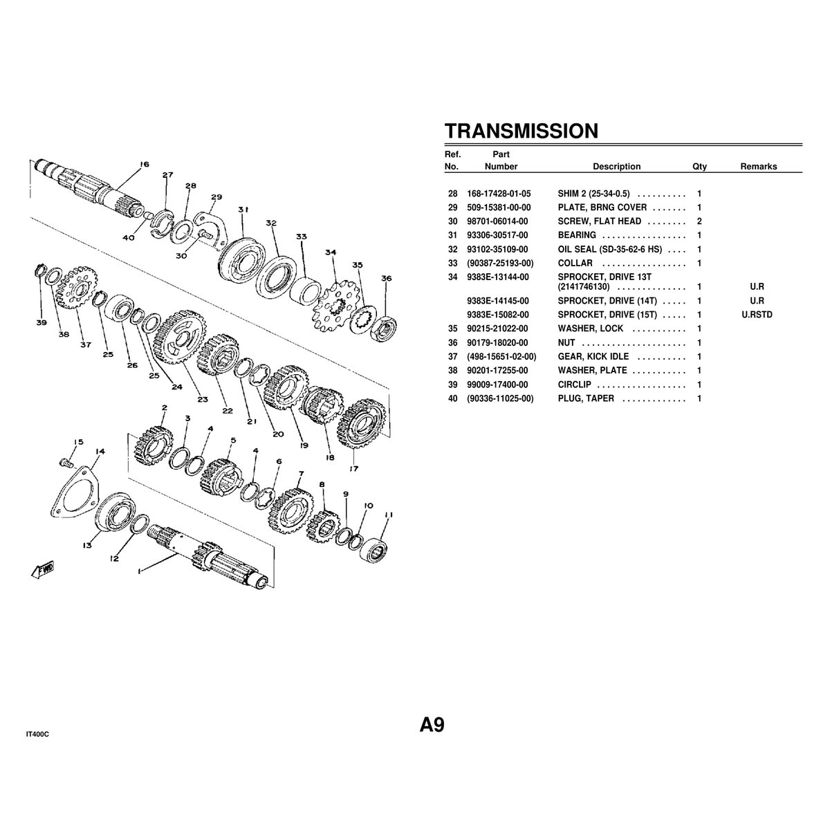 Yamaha IT400C Motorcycle Parts Manual - Complete Breakdown - Image 2