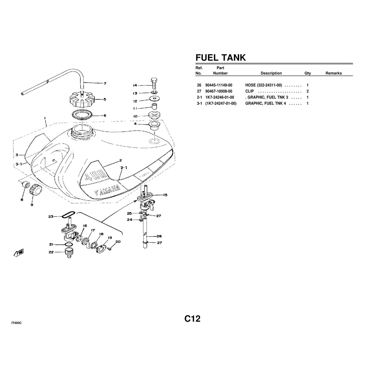 Yamaha IT400C Motorcycle Parts Manual - Complete Breakdown - Image 4