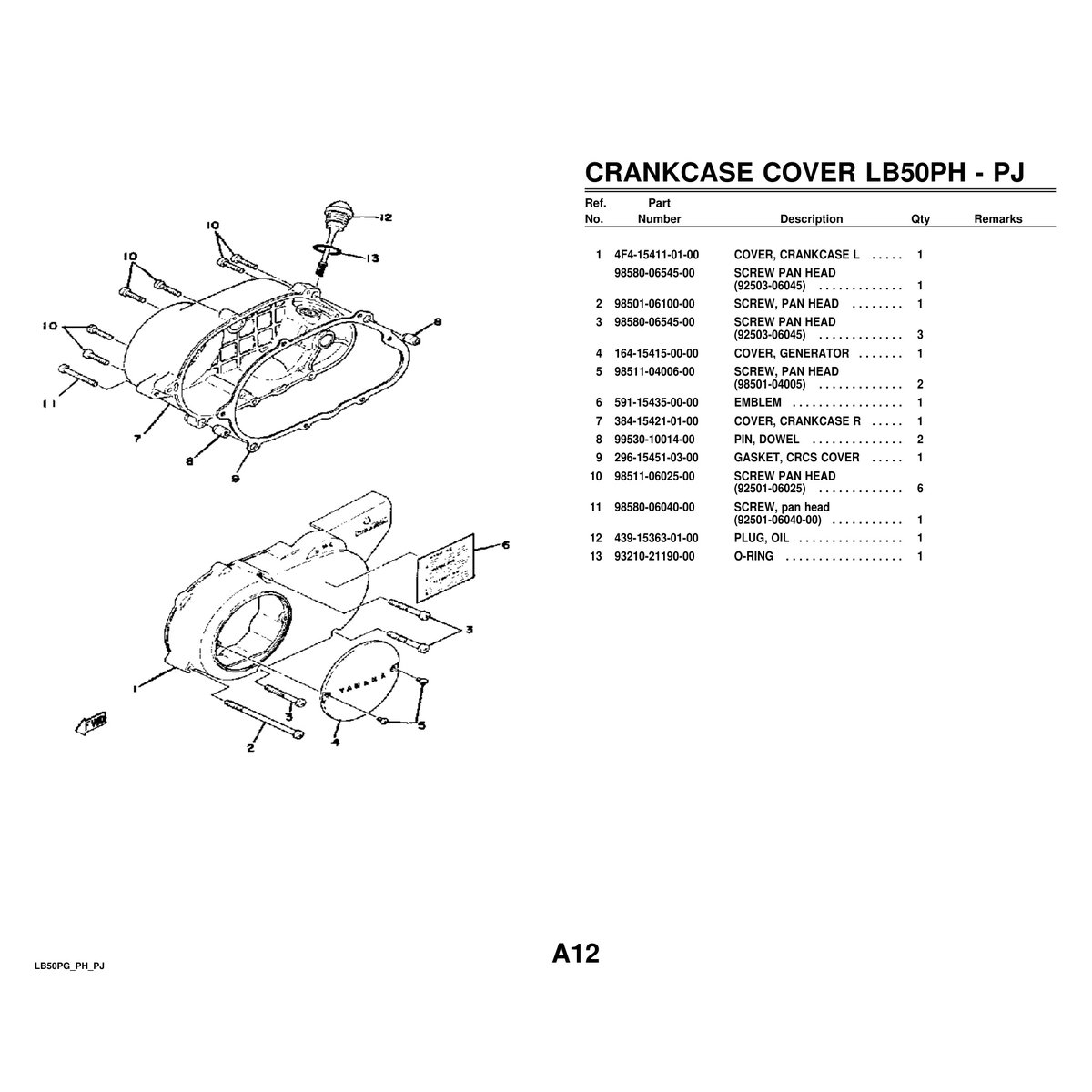 Yamaha LB50PG Parts Manual - Complete Parts Catalog PDF - Image 2