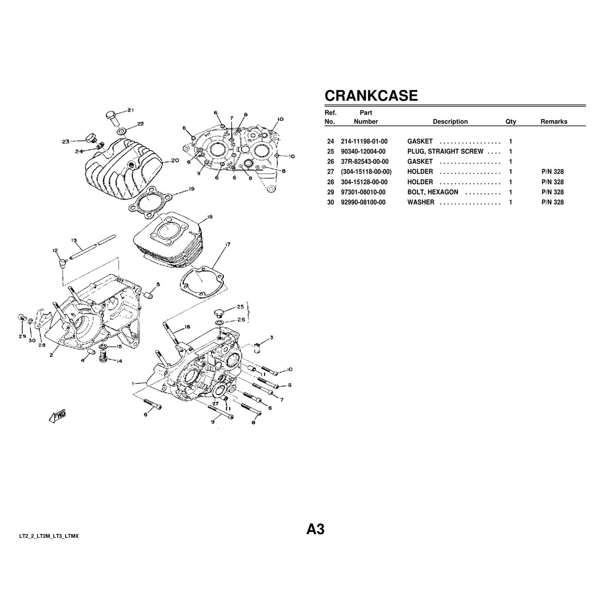 Yamaha LT2 LT3 LTMX Crankcase Parts Diagram Manual PDF - Image 3