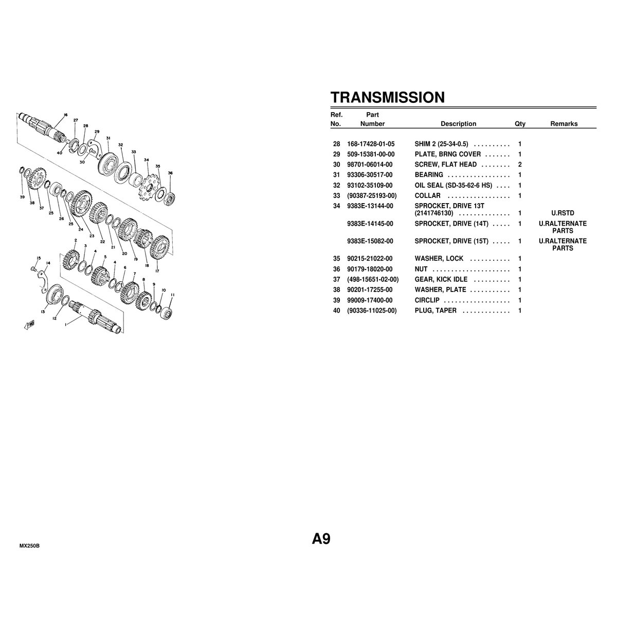 Yamaha MX250B Motorcycle Parts Manual - Complete Assembly Guide - Image 2