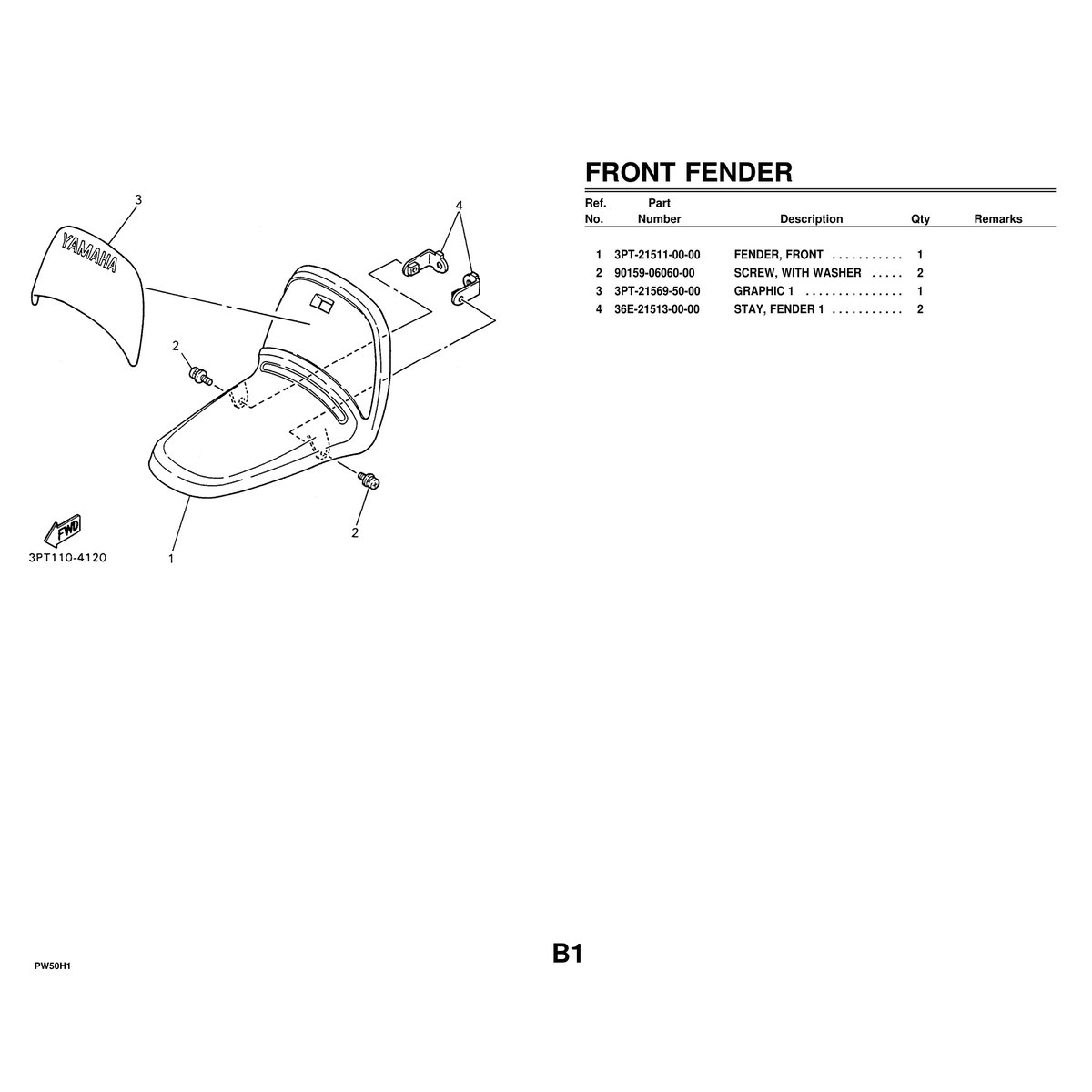 Yamaha PW50H1 Parts Manual - Cylinder & Crankshaft Assembly PDF - Image 2