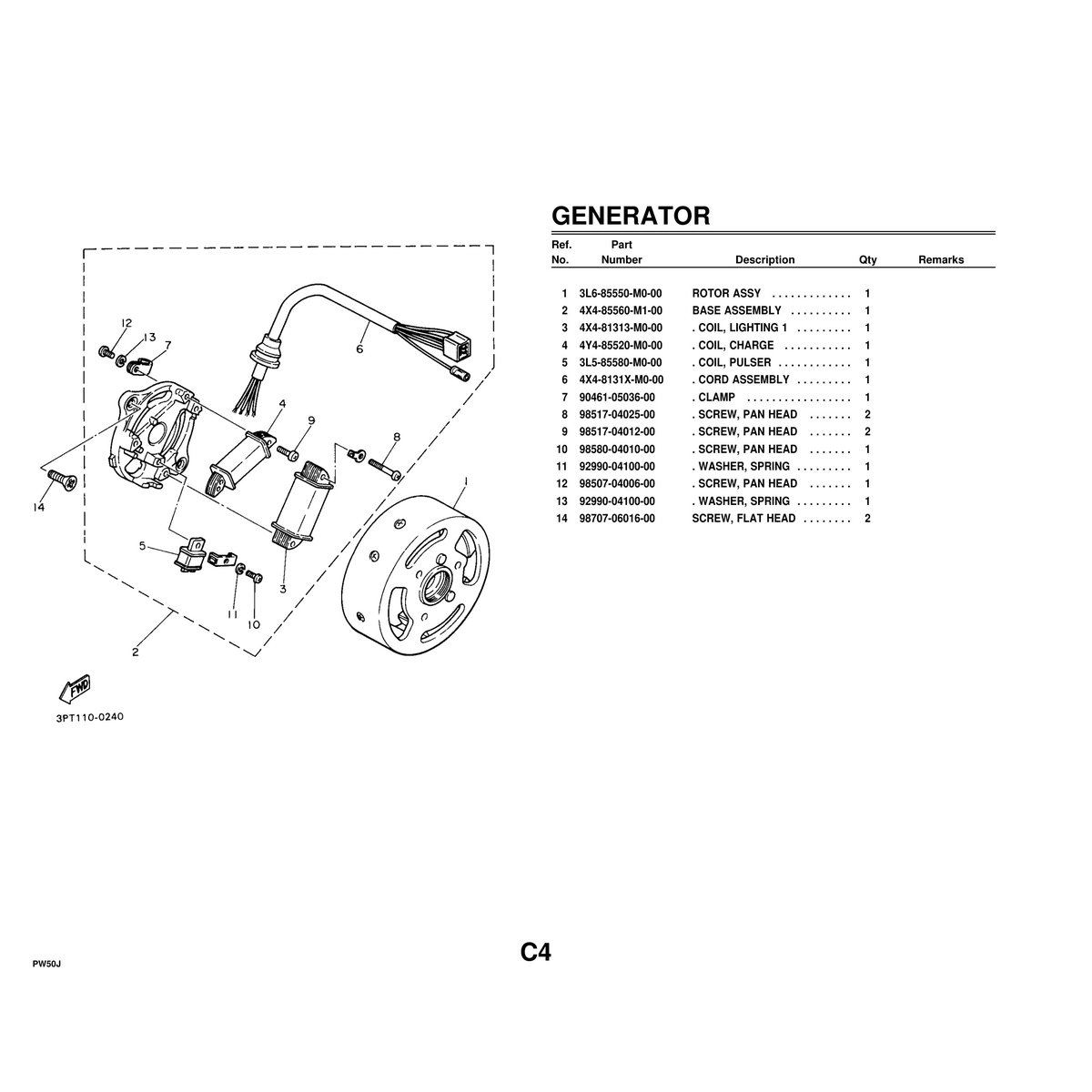 Yamaha PW50J Parts Manual - Complete Parts Catalog PDF Guide - Image 4