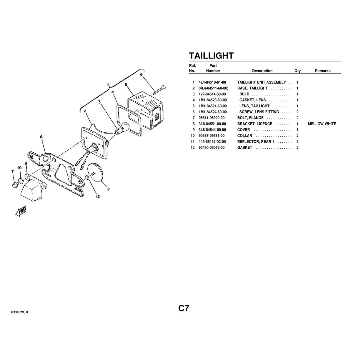 Yamaha QT50 2G H Parts Manual Engine Components Reference PDF - Image 3