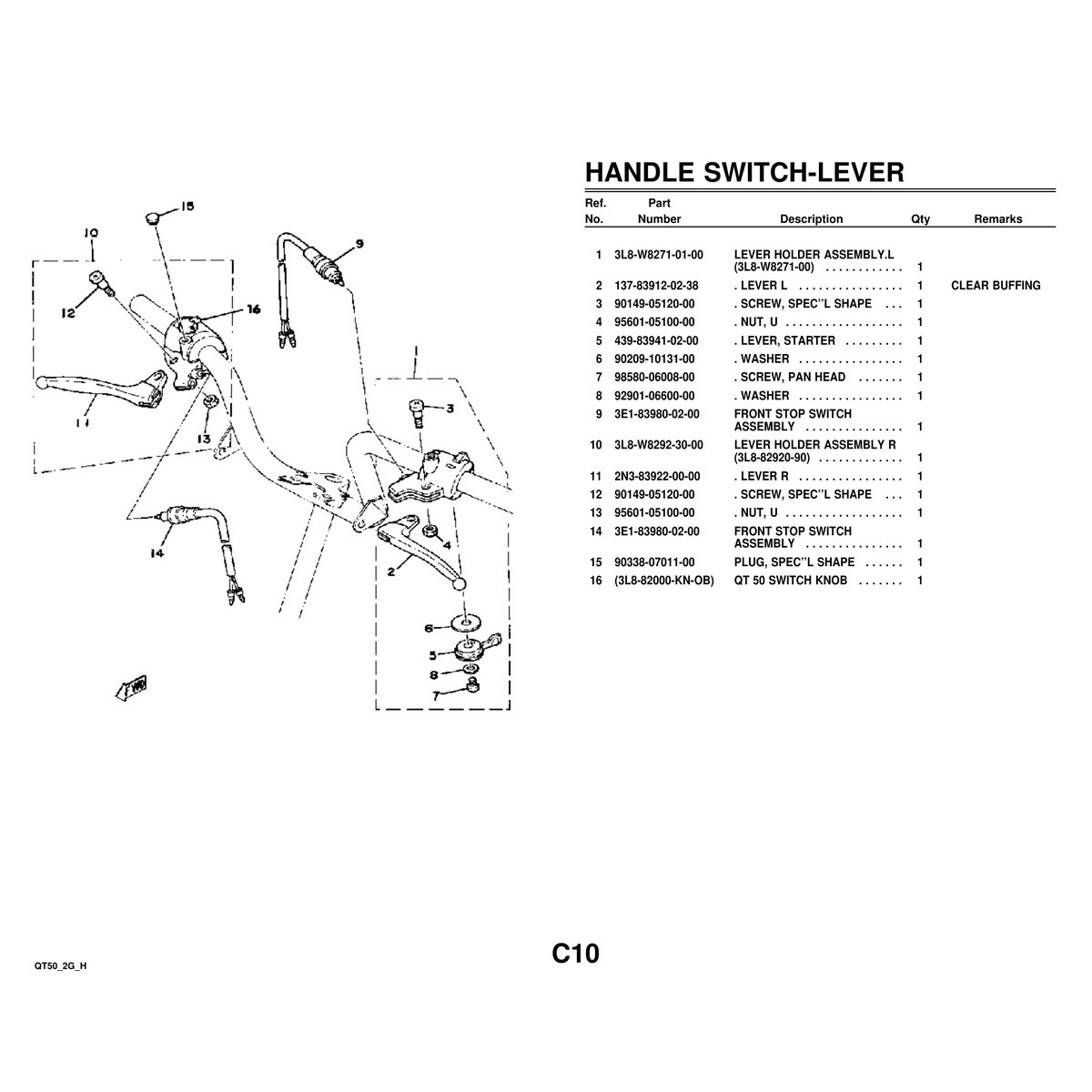 Yamaha QT50 2G H Parts Manual Engine Components Reference PDF - Image 4