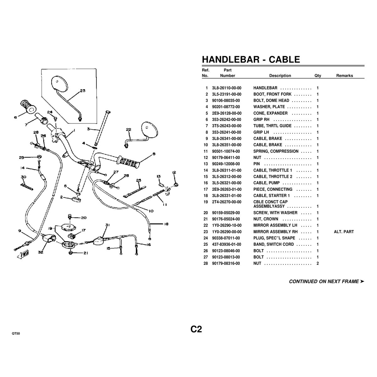 Yamaha QT50 Parts Catalog Manual - Complete Parts List PDF - Image 2