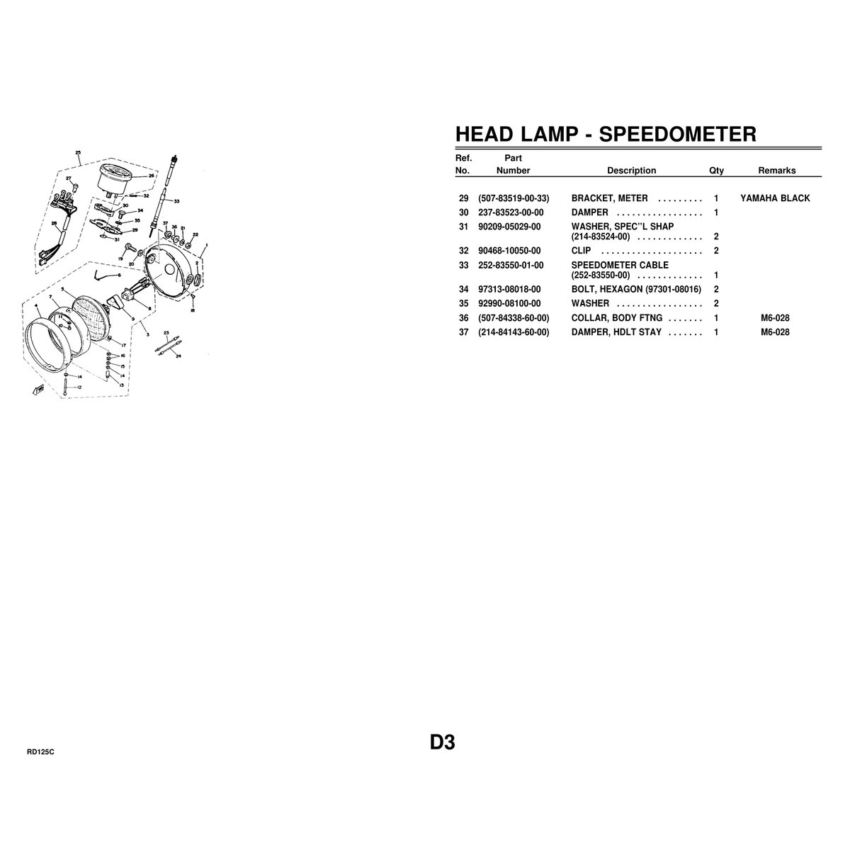 Yamaha RD125C Motorcycle Parts Manual - Complete Parts List PDF - Image 4