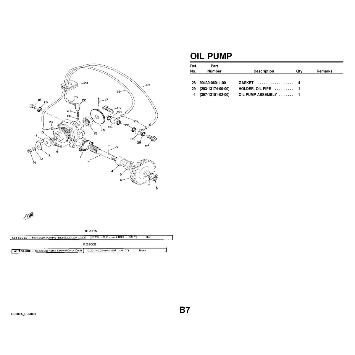 Yamaha RD200A RD200B Parts Manual - Crankcase Cylinder Components - Image 3