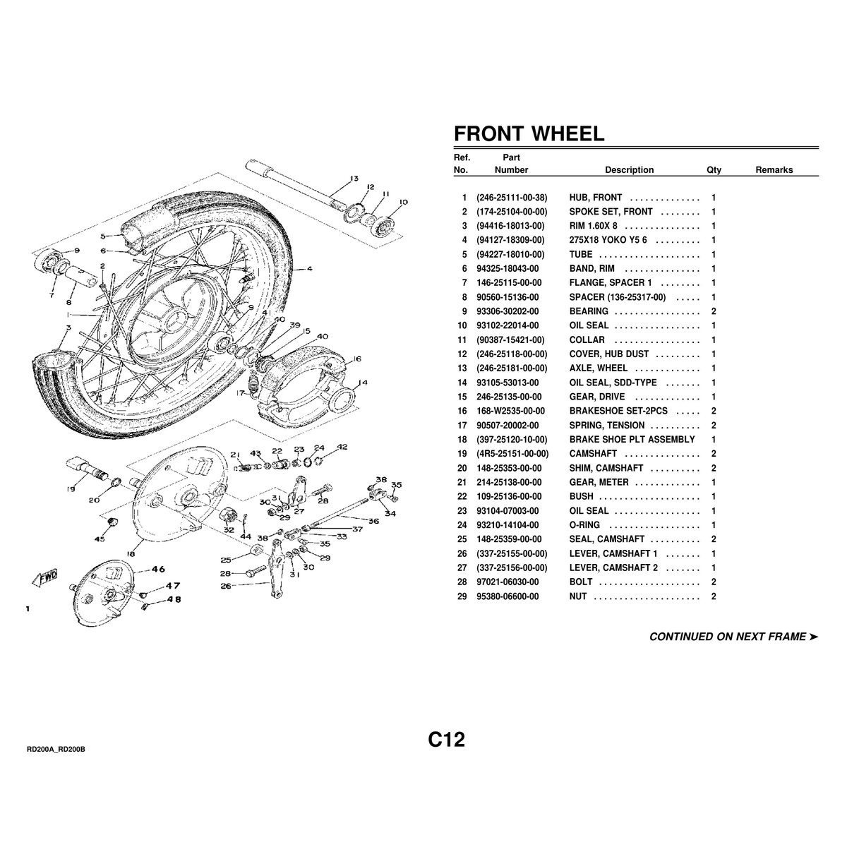 Yamaha RD200A RD200B Parts Manual - Crankcase Cylinder Components - Image 4