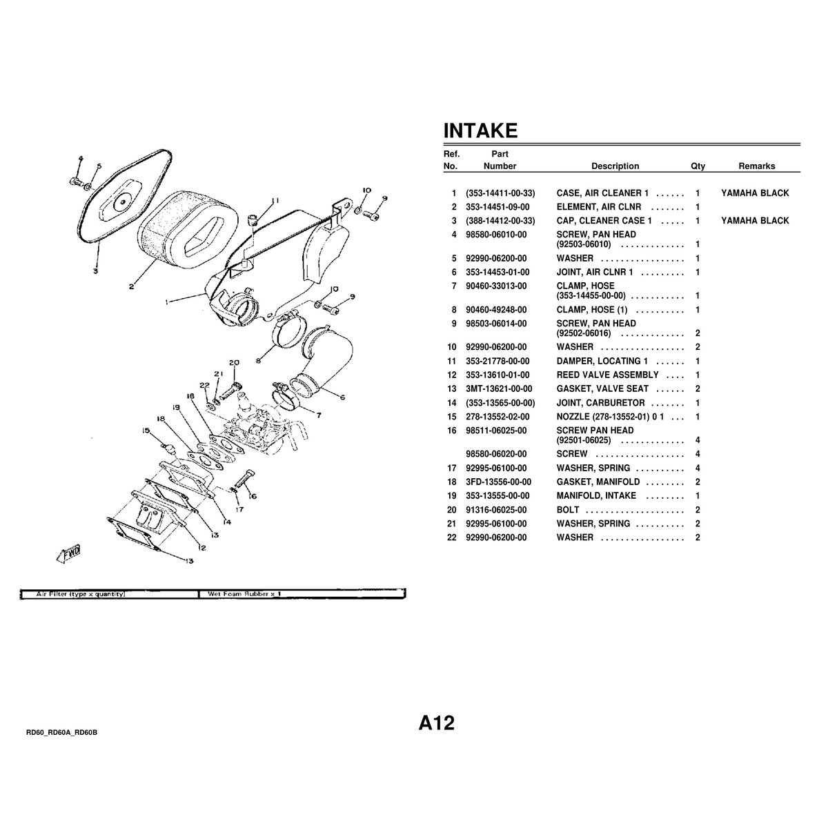Yamaha RD60 RD60A RD60B Parts Manual - Complete Parts Lists - Image 2