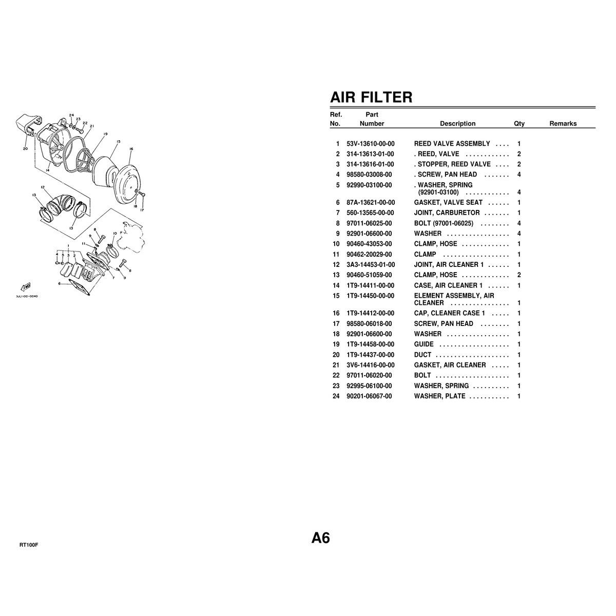 Yamaha RT100F Parts Catalog - Cylinder Head & Crankshaft PDF - Image 2