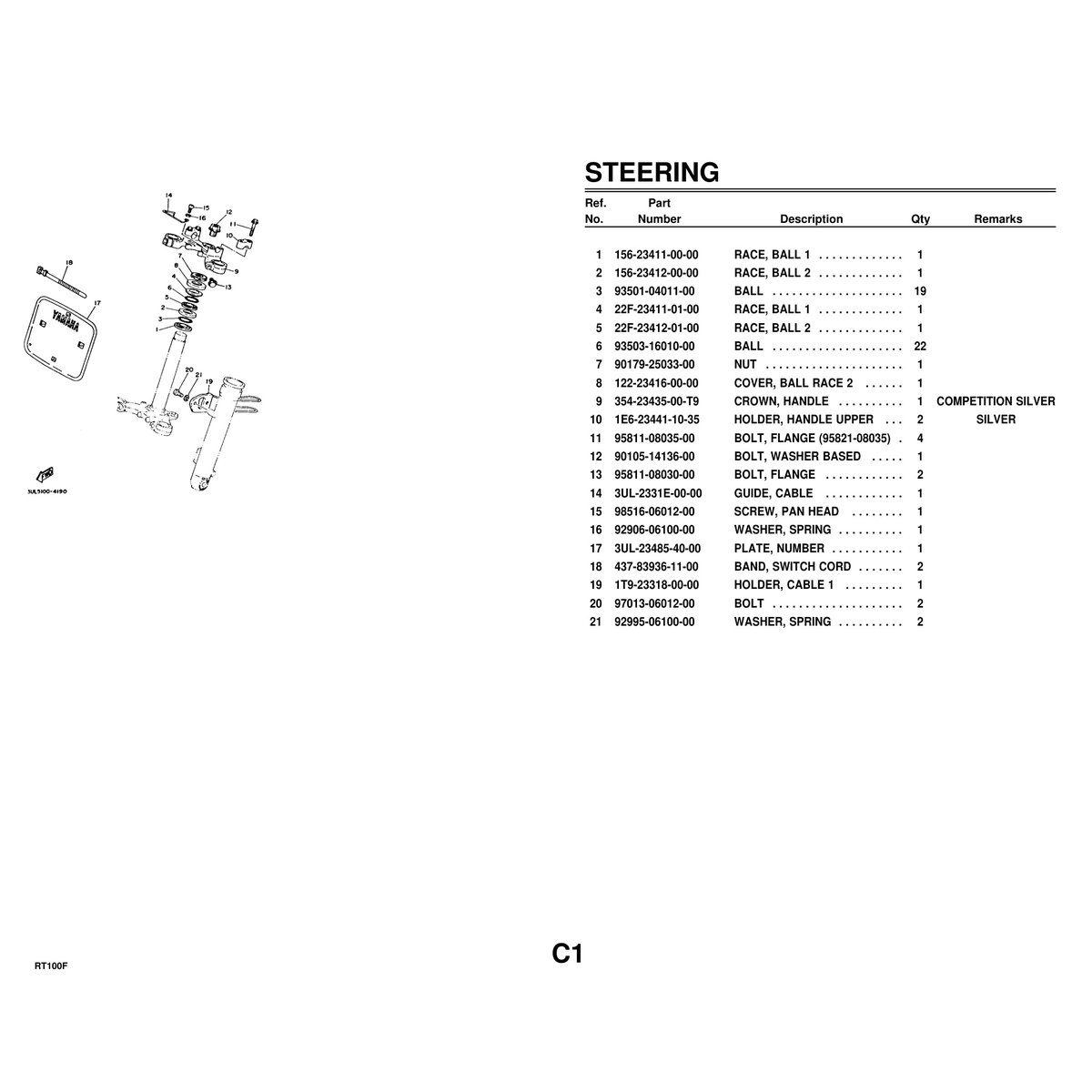Yamaha RT100F Parts Catalog - Cylinder Head & Crankshaft PDF - Image 4