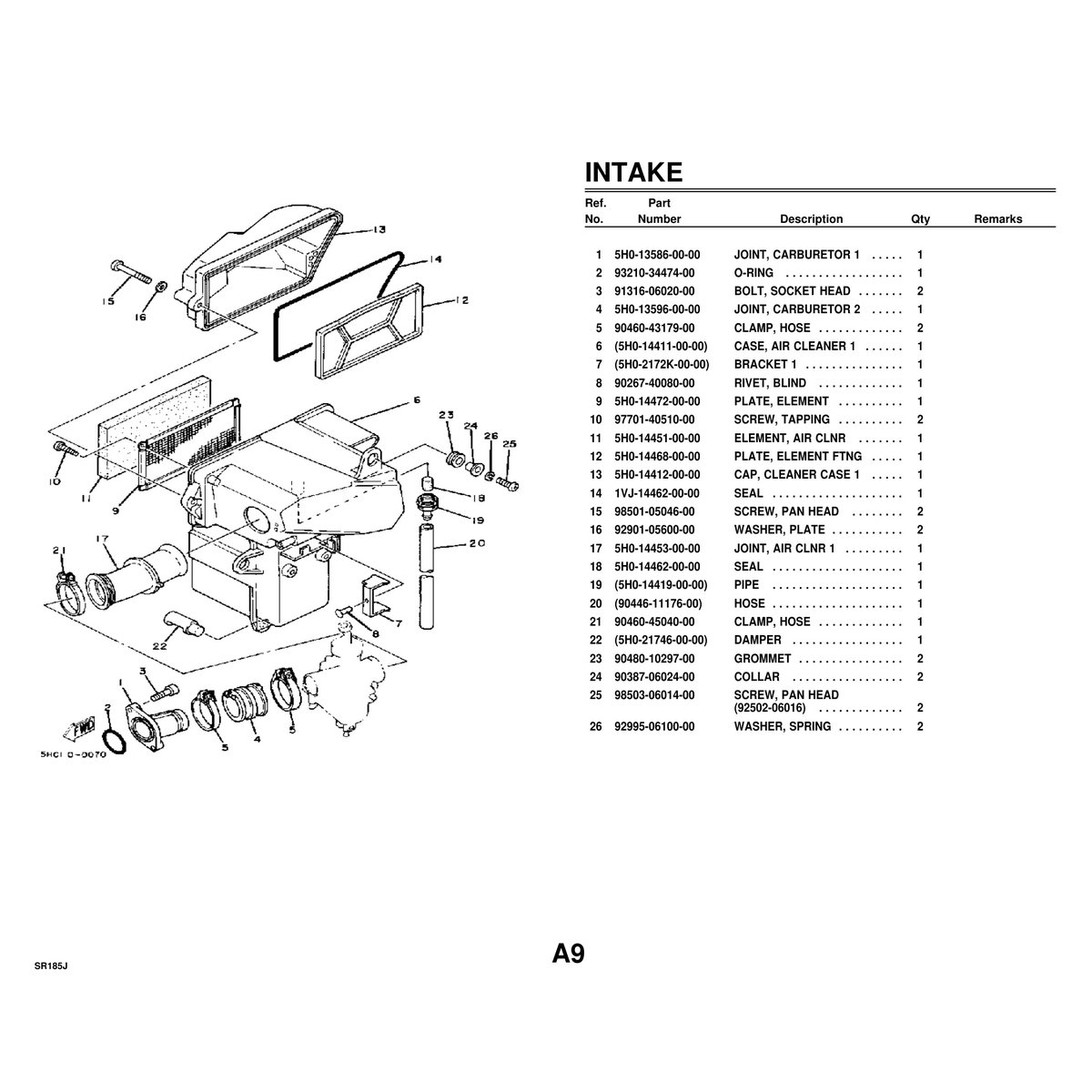 Yamaha SR185J Motorcycle Cylinder Parts Manual PDF - 47 Pages - Image 2