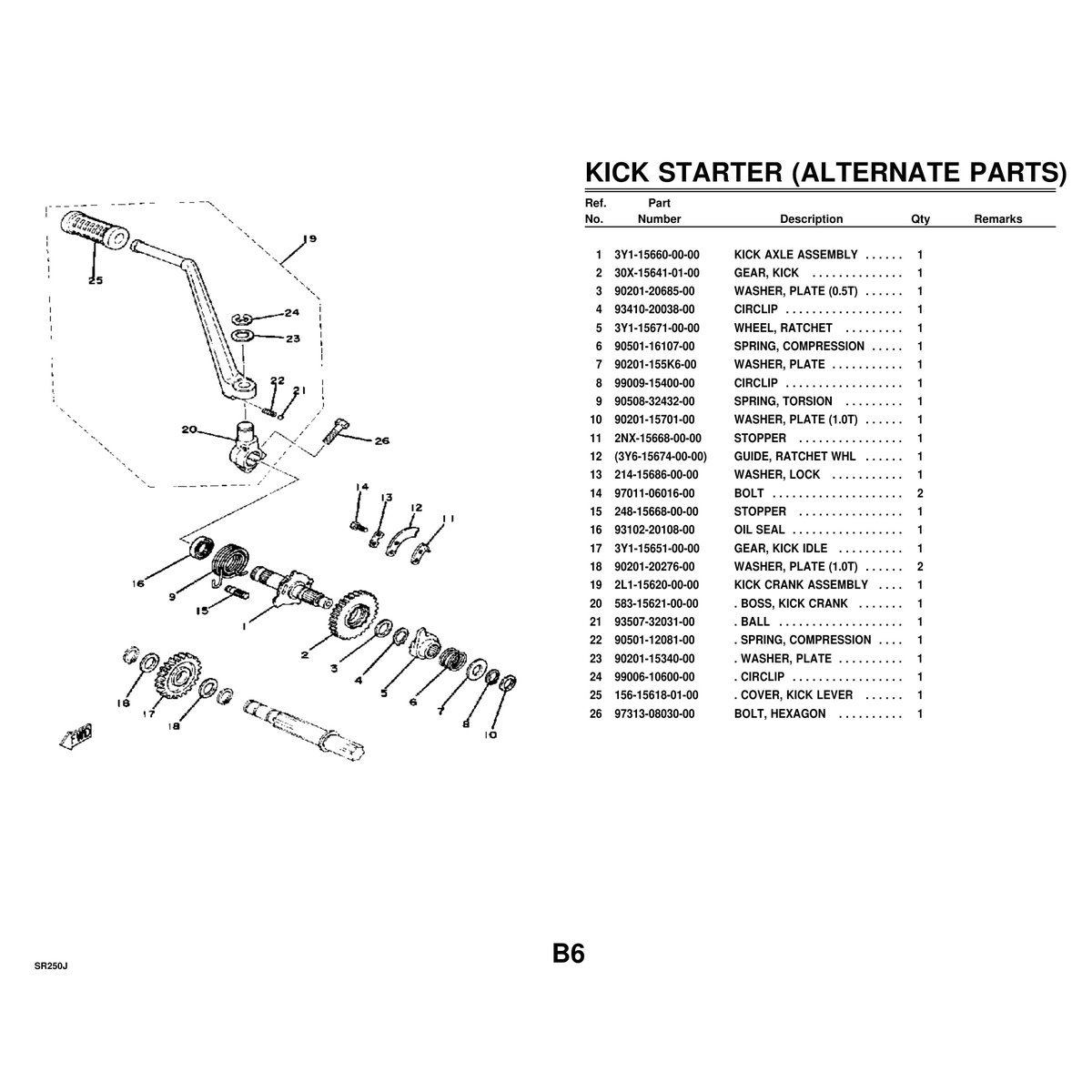 Yamaha SR250J Cylinder Head Parts Manual - Complete Breakdown PDF - Image 2