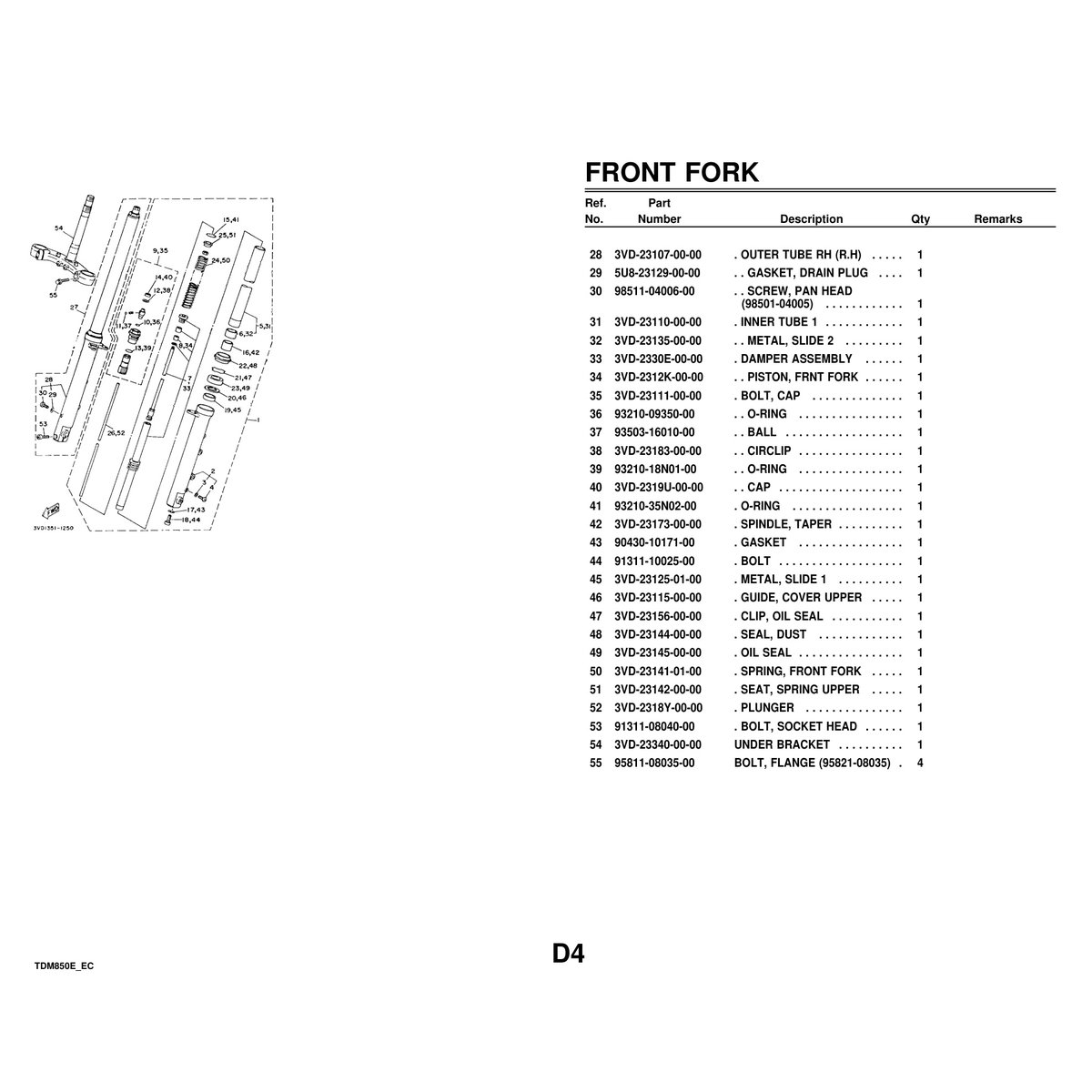 Yamaha TDM850E Cylinder Head & Parts Manual PDF - Image 7