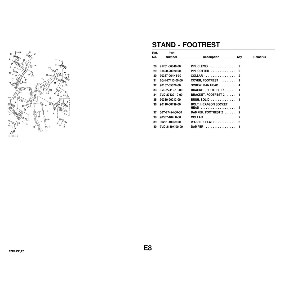 Yamaha TDM850E Cylinder Head & Parts Manual PDF - Image 8