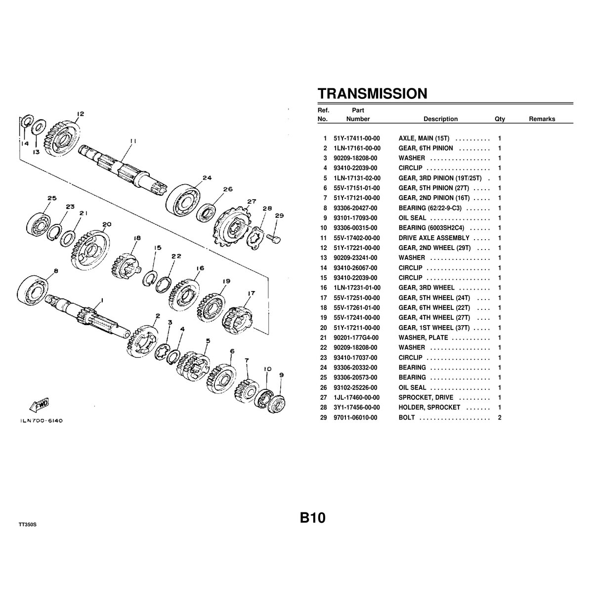 Yamaha TT350S Cylinder Head Parts Manual PDF Guide 51 Pages - Image 4