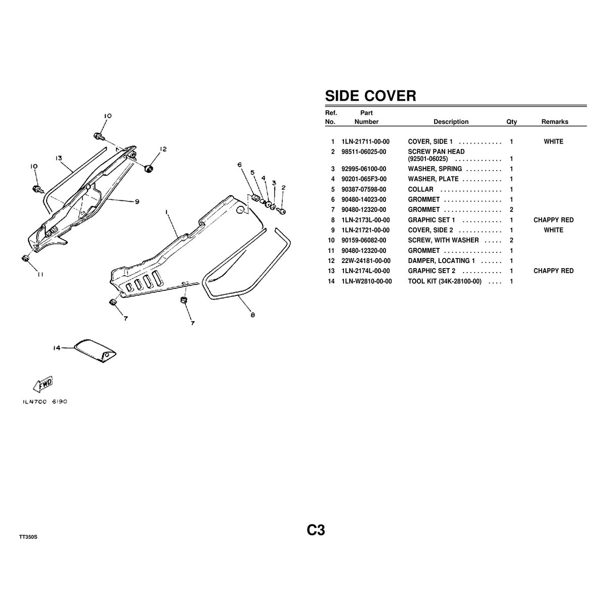 Yamaha TT350S Cylinder Head Parts Manual PDF Guide 51 Pages - Image 6