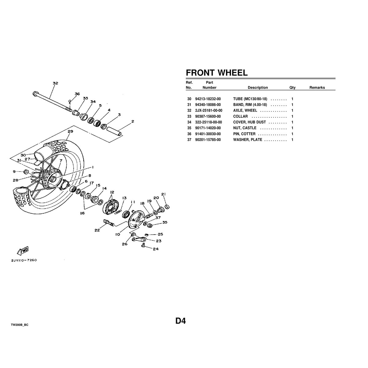 Yamaha TW200B Cylinder Head Parts Manual - Complete Assembly PDF - Image 5