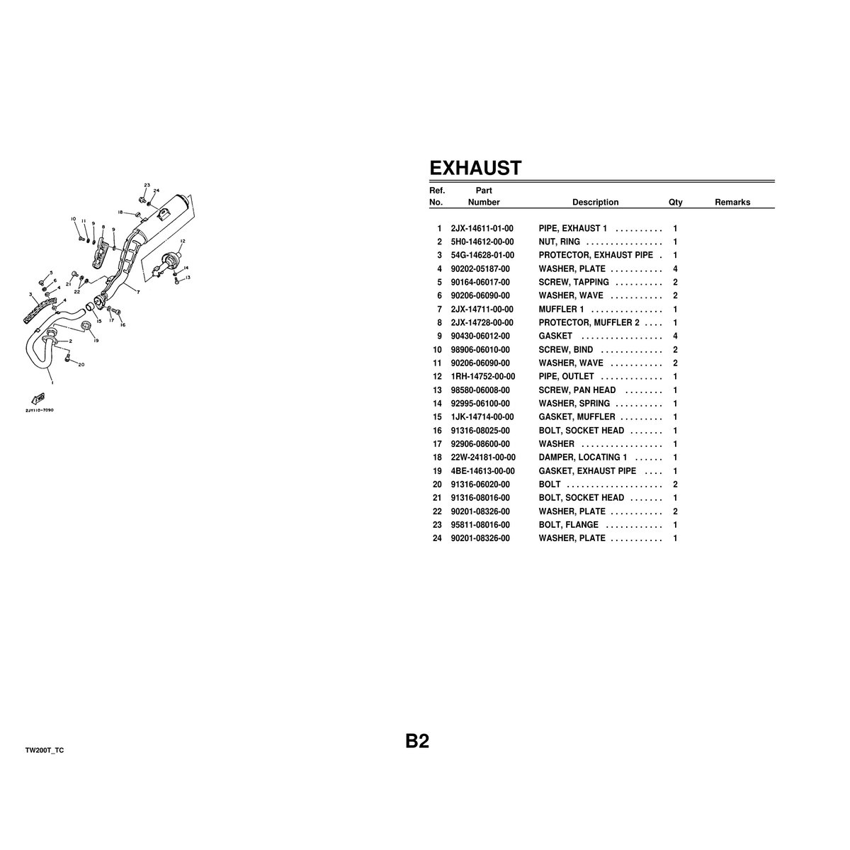 Yamaha TW200T Parts Catalog Manual - Complete Assembly Guide - Image 2
