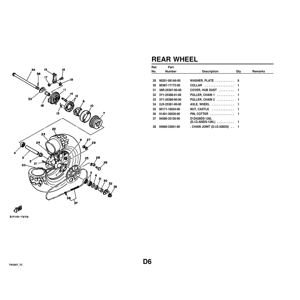 Yamaha TW200T Parts Catalog Manual - Complete Assembly Guide - Image 6