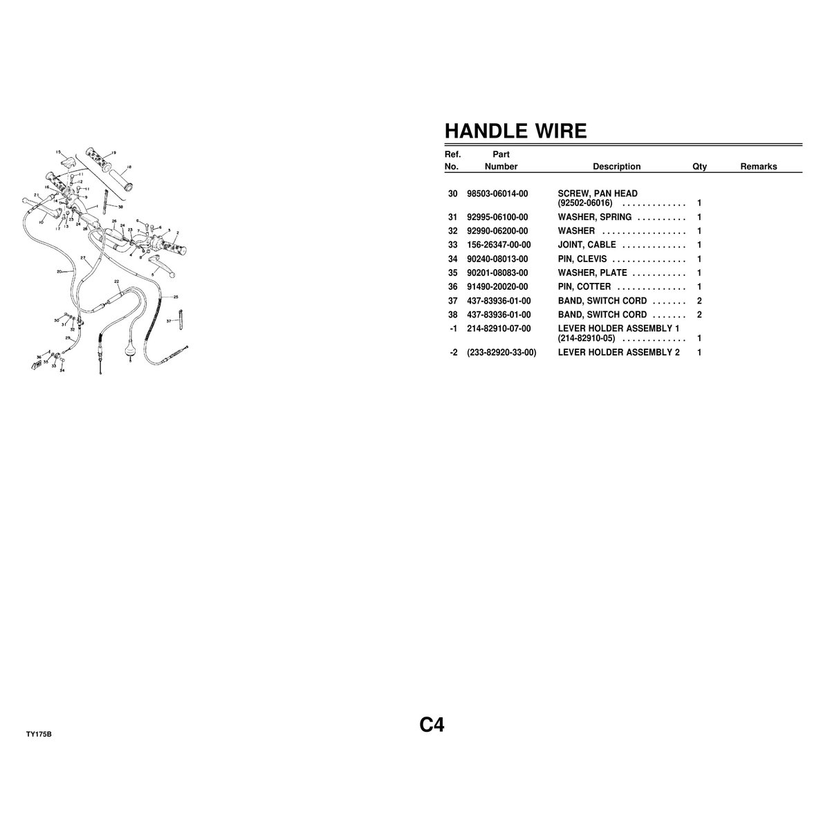 Yamaha TY175B Motorcycle Parts Manual - Complete Assembly - Image 2