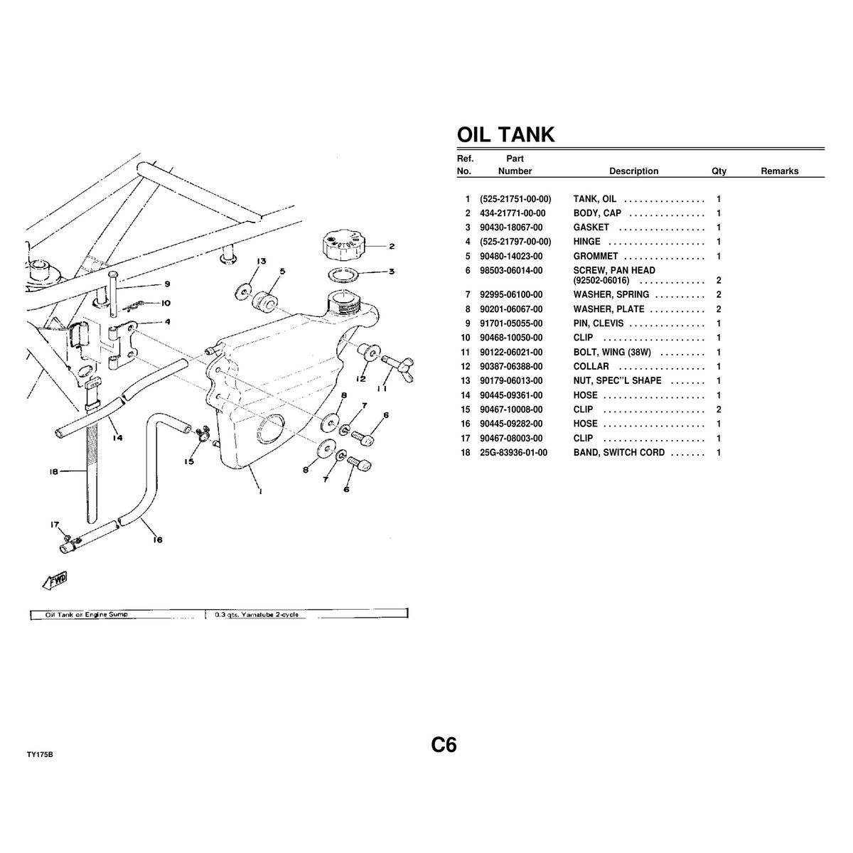 Yamaha TY175B Motorcycle Parts Manual - Complete Assembly - Image 3