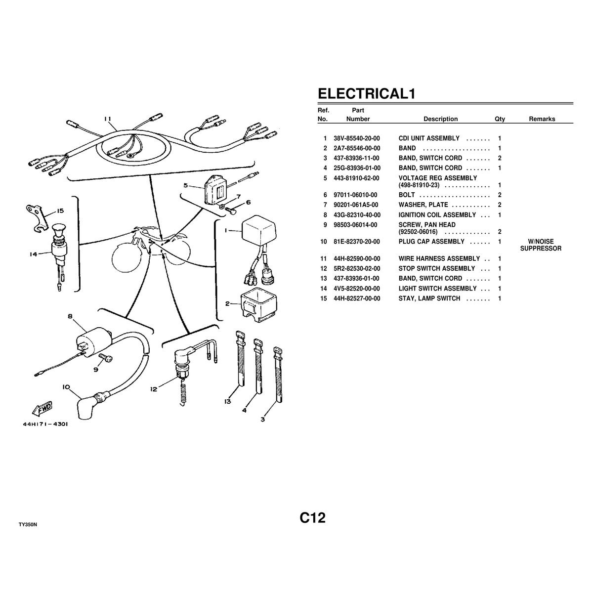 Yamaha TY350N Motorcycle Parts Manual - Complete Reference PDF - Image 4