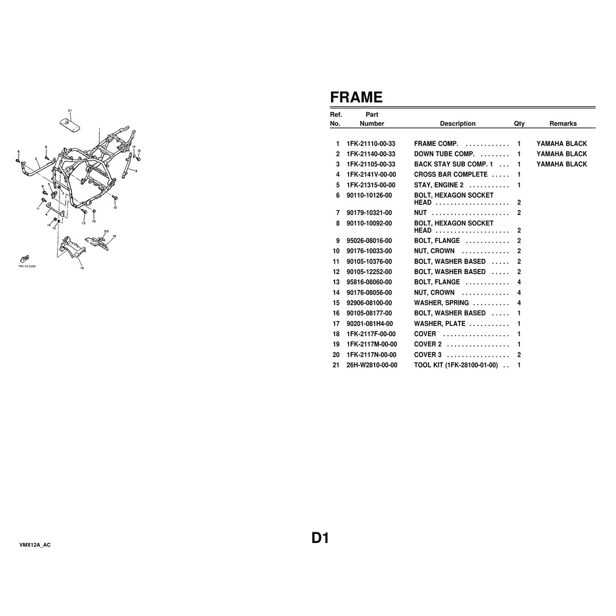 Yamaha VMX12A Cylinder Head Parts Manual - Complete Assembly - Image 2