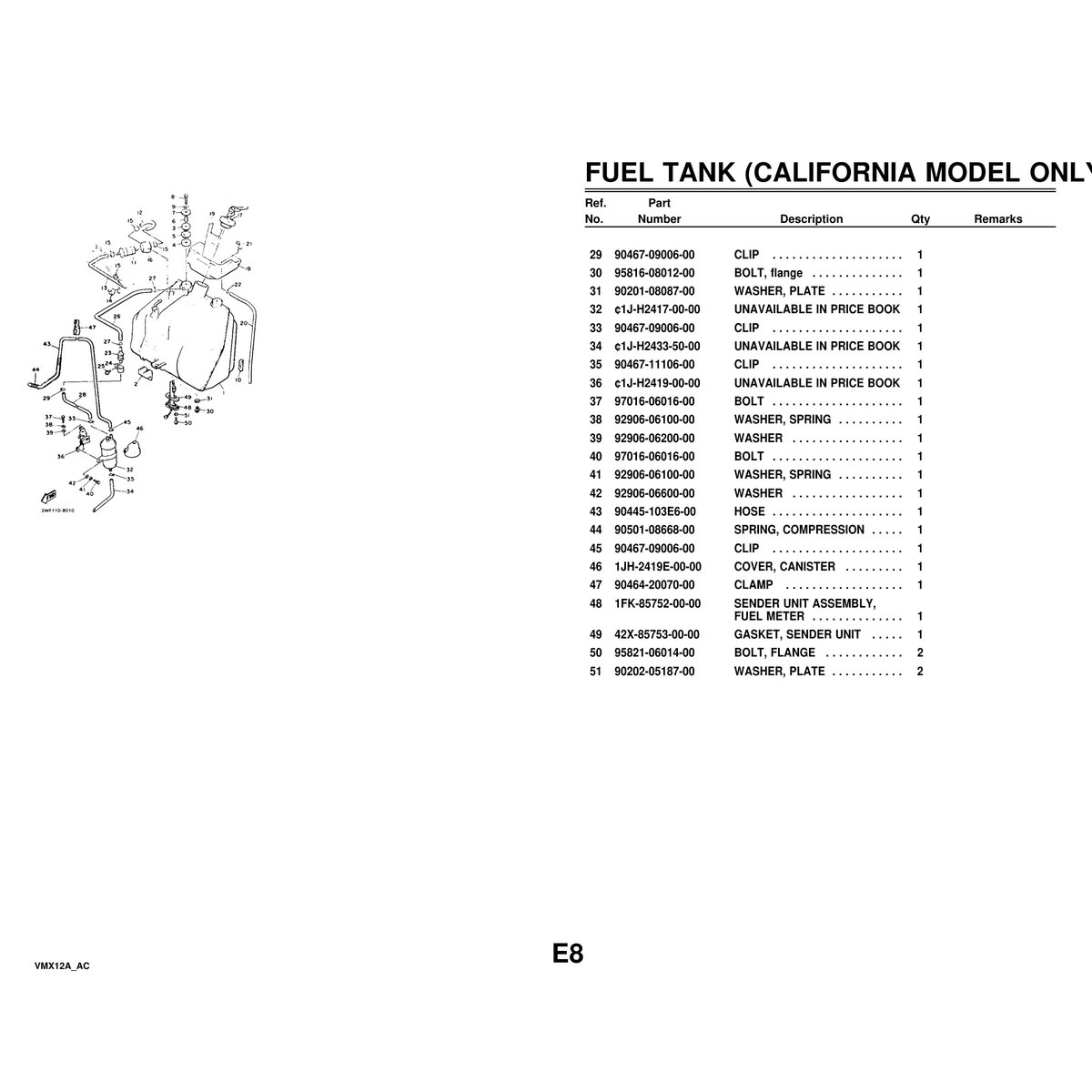 Yamaha VMX12A Cylinder Head Parts Manual - Complete Assembly - Image 4
