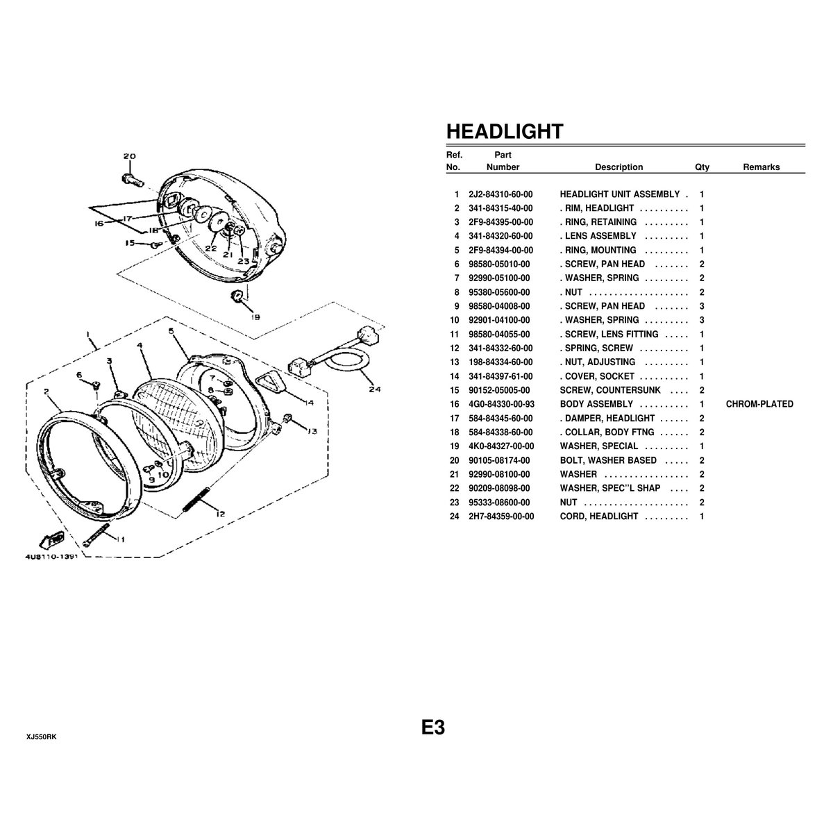 Yamaha XJ550RK Cylinder Head Parts Manual Assembly Guide PDF - Image 6