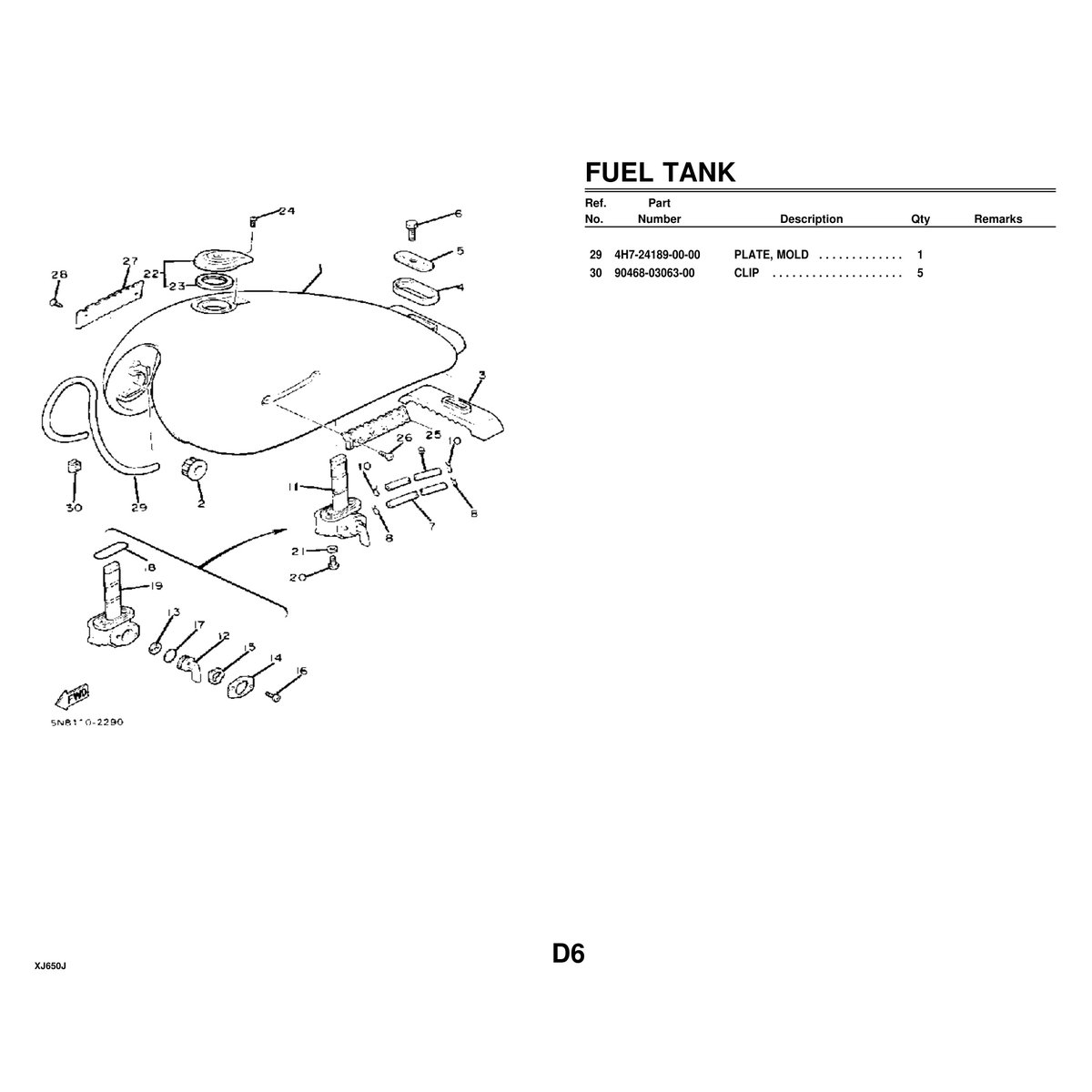 Yamaha XJ650J Cylinder Head Parts Manual - Official PDF - Image 5
