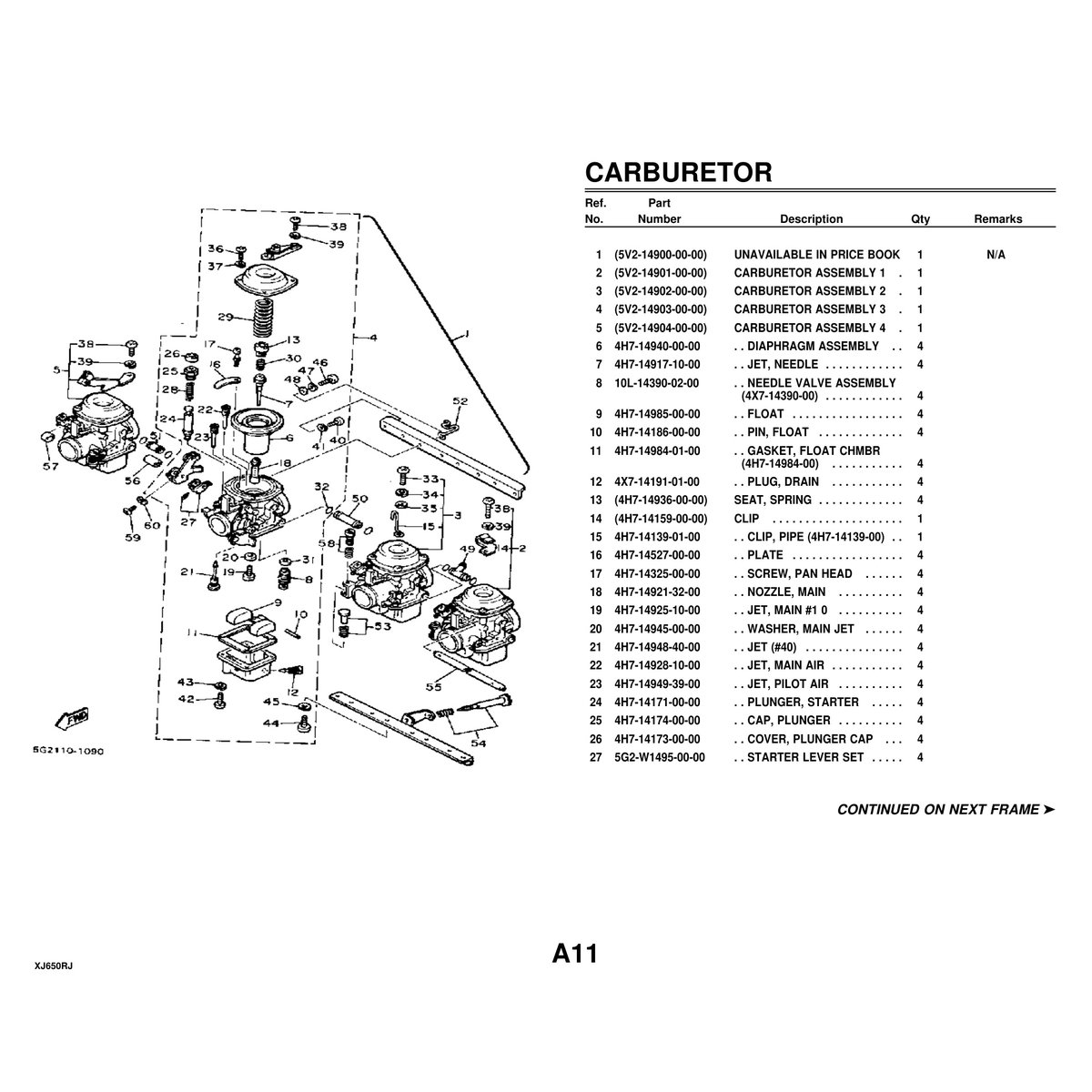 Yamaha XJ650RJ Cylinder Head & Engine Parts Manual PDF - Image 2
