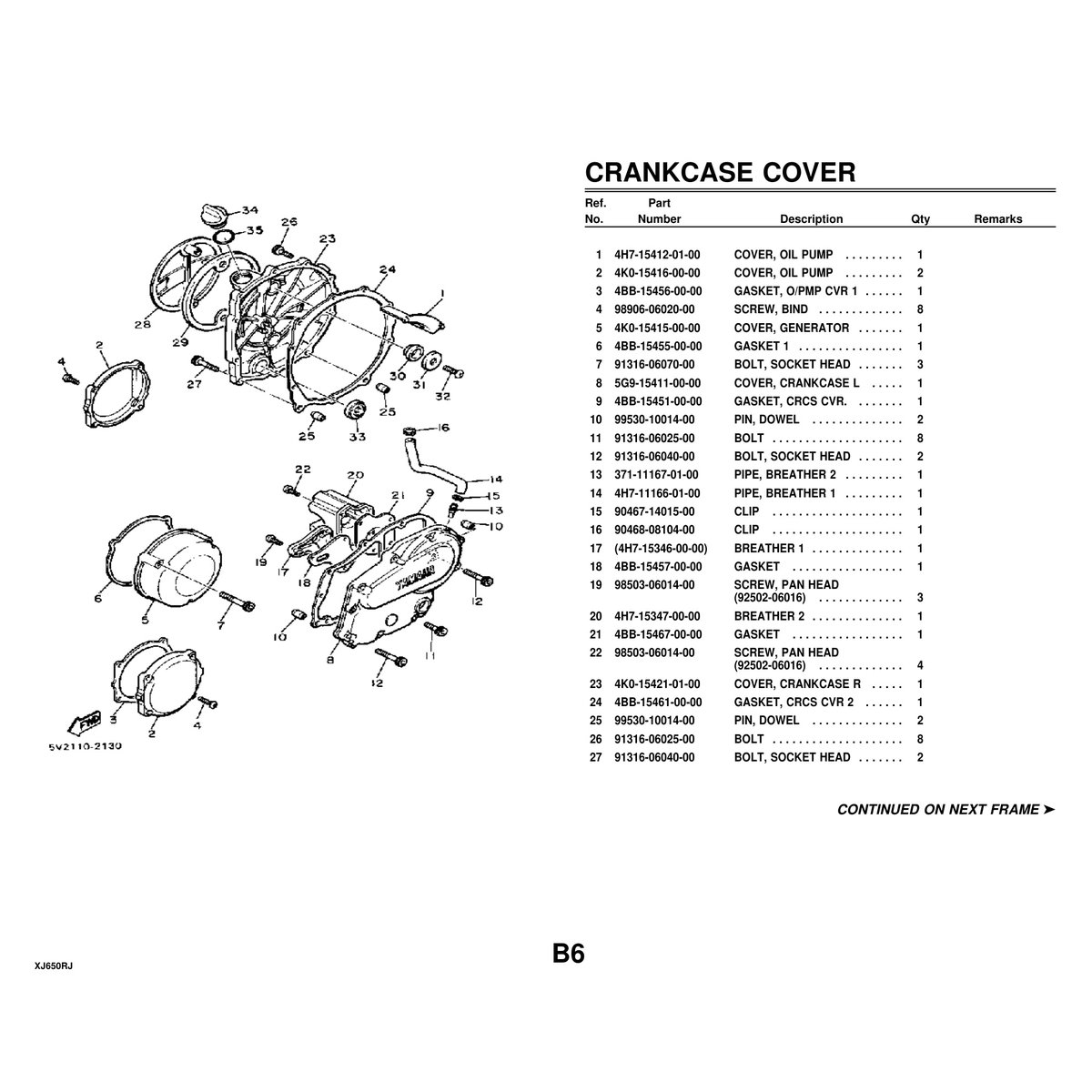 Yamaha XJ650RJ Cylinder Head & Engine Parts Manual PDF - Image 3