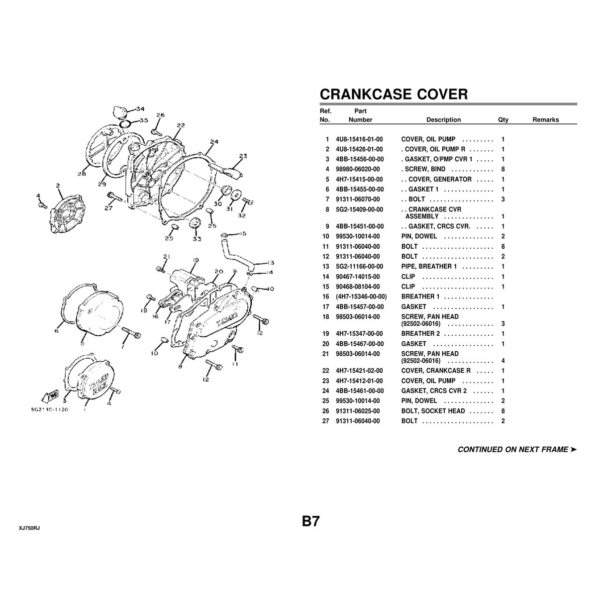 Yamaha XJ750RJ Cylinder Head & Engine Parts Manual PDF Guide - Image 2