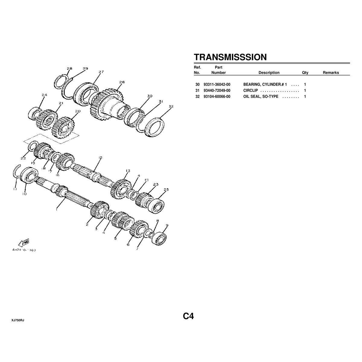 Yamaha XJ750RJ Cylinder Head & Engine Parts Manual PDF Guide - Image 3