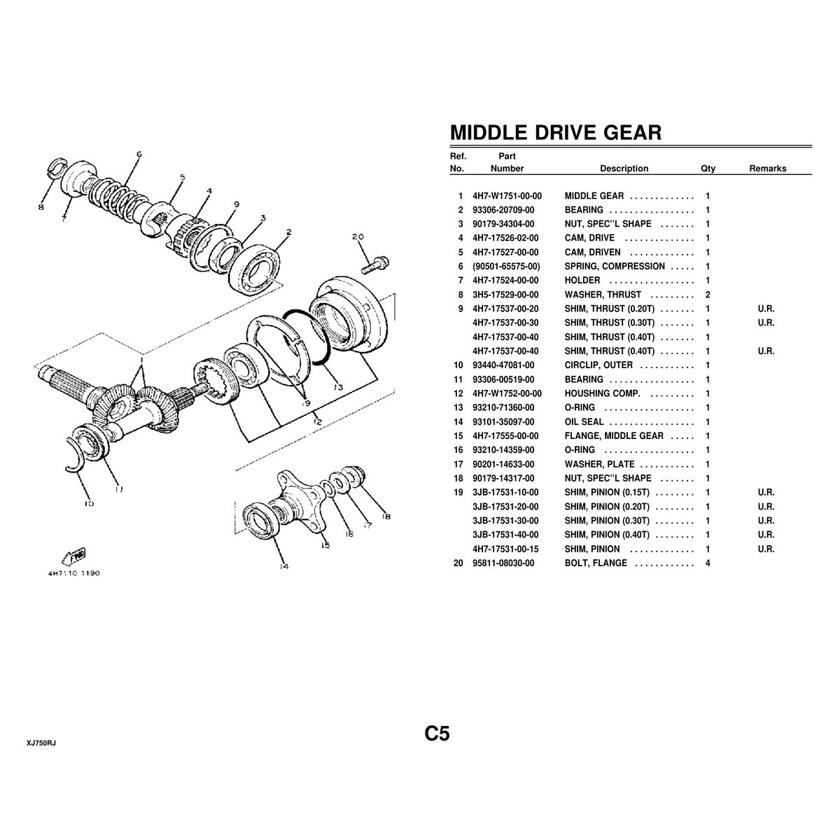 Yamaha XJ750RJ Cylinder Head & Engine Parts Manual PDF Guide - Image 4