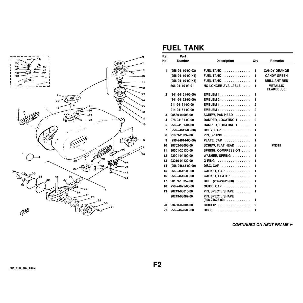 Yamaha XS1 XSB XS2 TX650 Motorcycle Parts Manual PDF Guide - Image 6