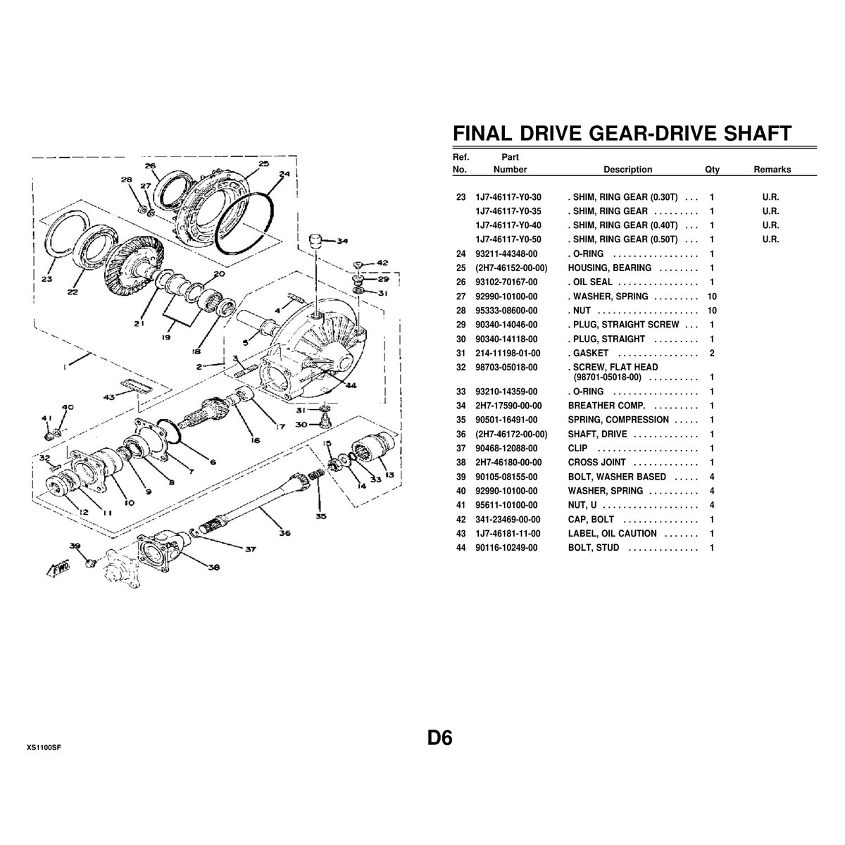 Yamaha XS1100SF Motorcycle Parts Manual - Complete Parts List PDF - Image 5