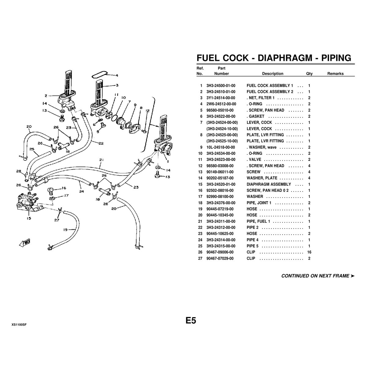 Yamaha XS1100SF Motorcycle Parts Manual - Complete Parts List PDF - Image 6