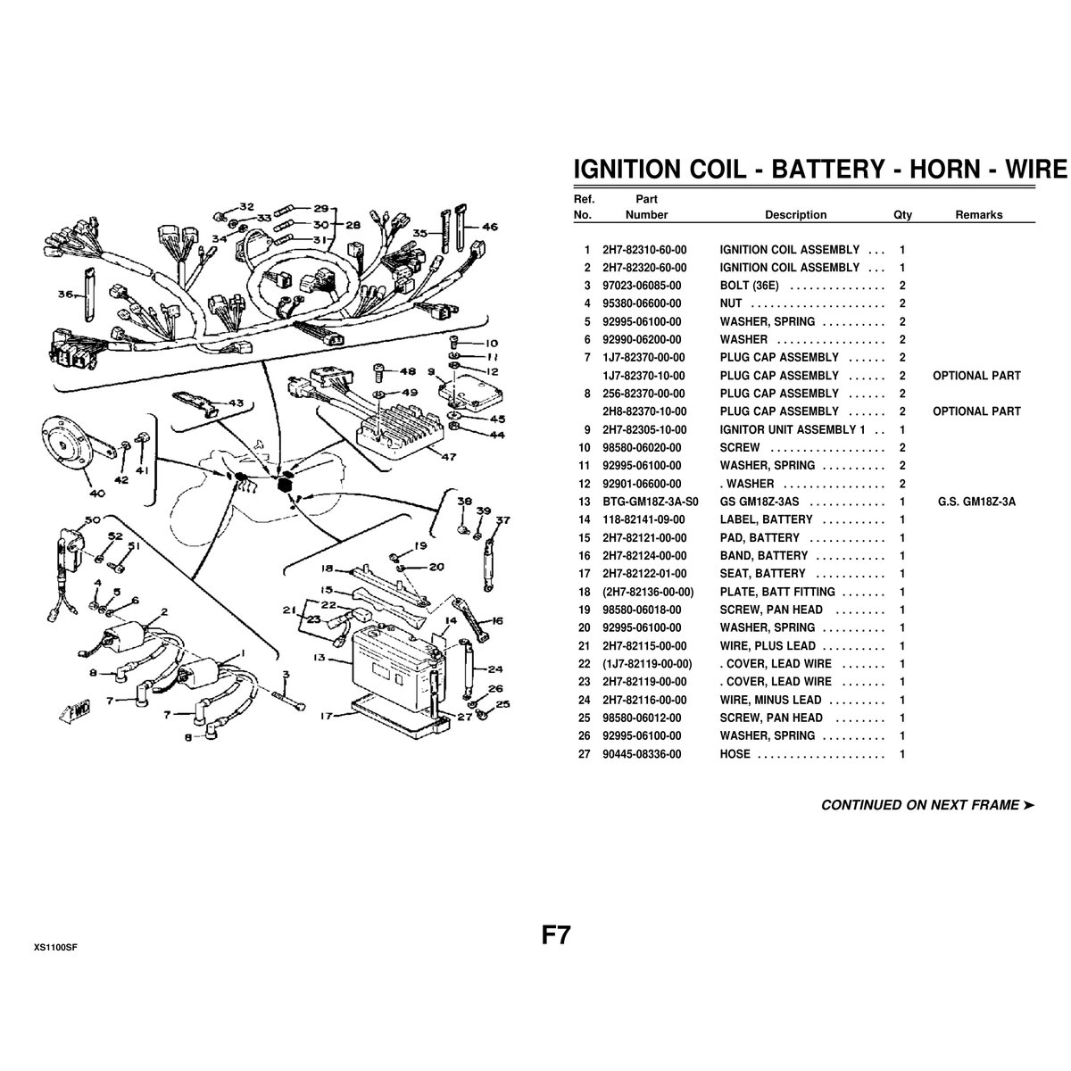 Yamaha XS1100SF Motorcycle Parts Manual - Complete Parts List PDF - Image 8